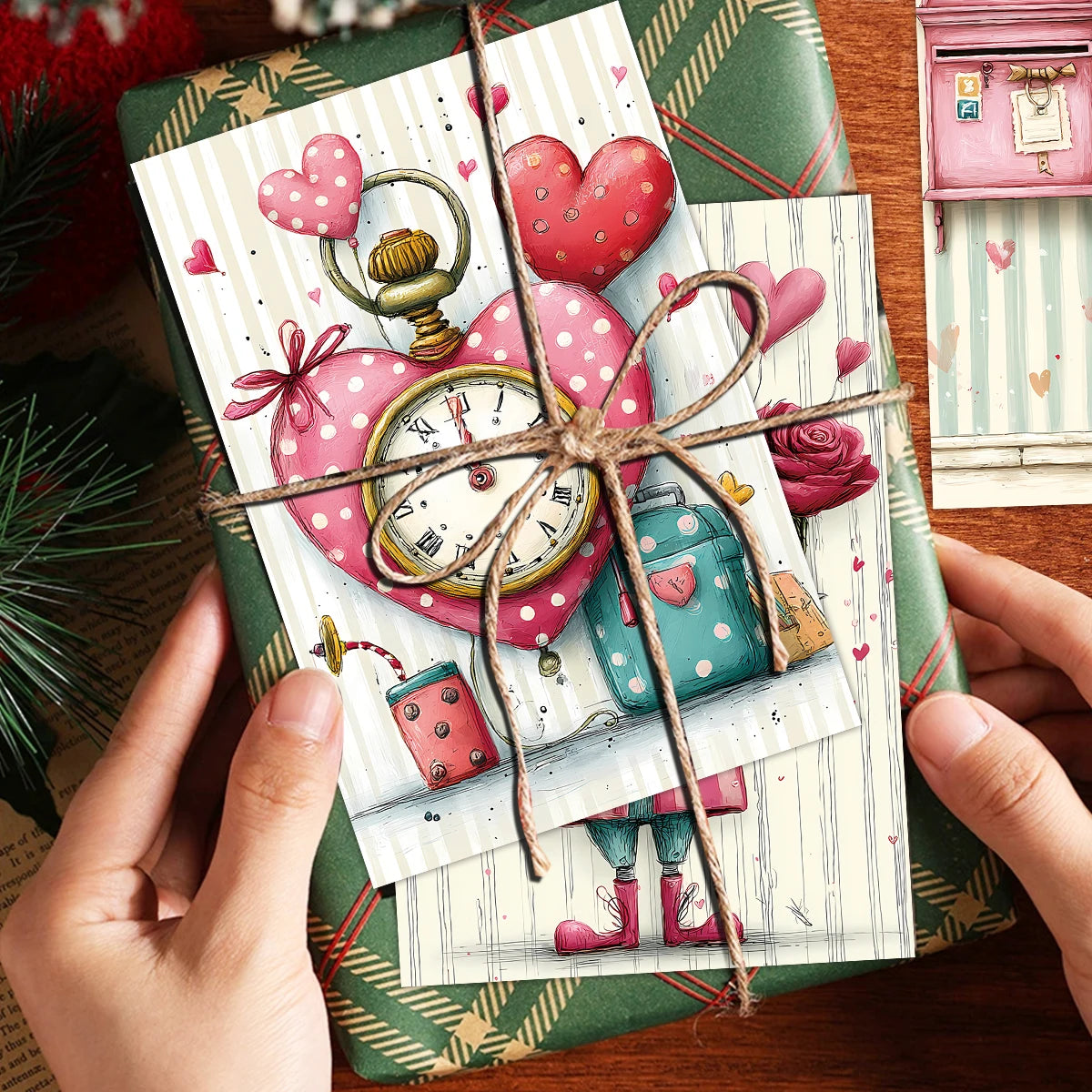 20pcs Aesthetic Love Theme Postcards,Bunny Illustration,For Home Wall,Valentine's Day,Easter Party Decor,Gift Wrap Inserts Cards