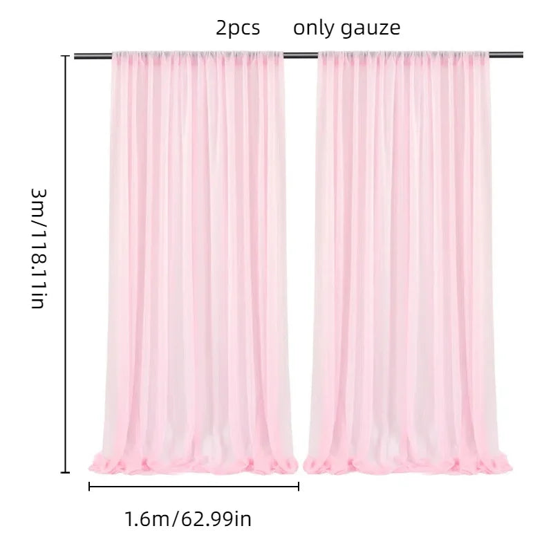 1 Set/2 Pieces - Tulle Backdrop Curtains, Sheer Backdrop Curtains for Birthday Party Wedding Spring Party, Photography Backdrop