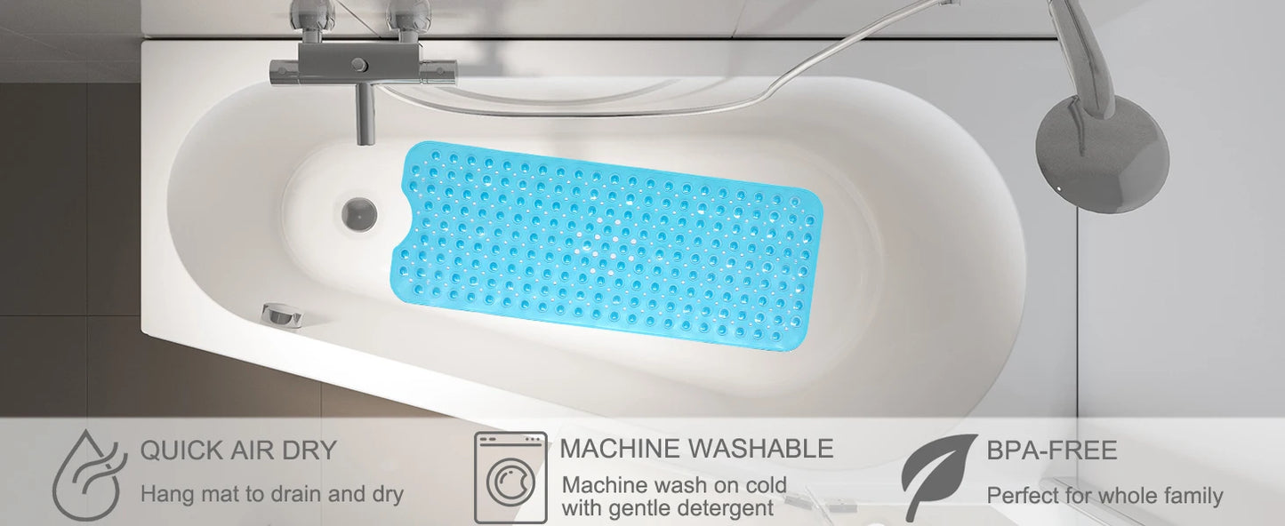 Upgrade Baby Bath Mat,Non Slip Extra Long Bathtub Mat for Kids 40 X 16 Inch，Eco Friendly Machine Washable Bath Tub Shower Mat