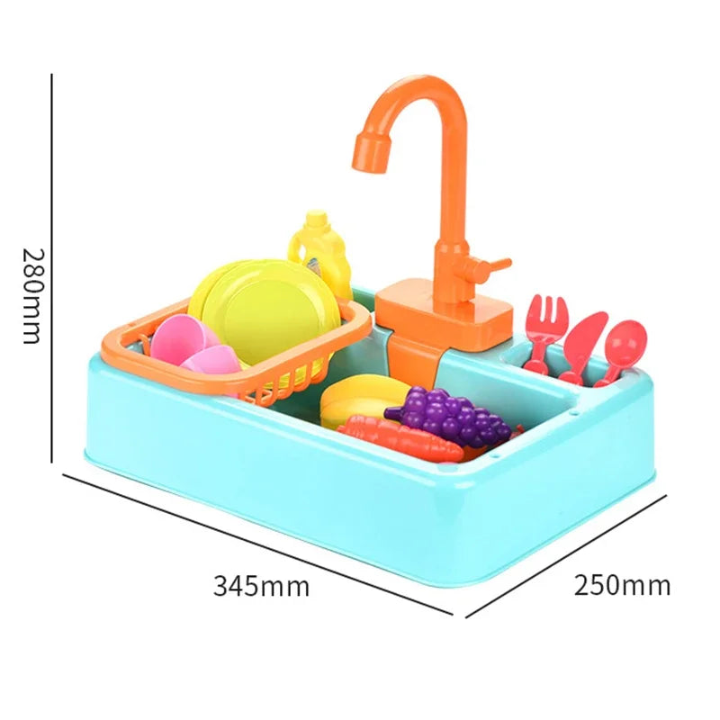 Kids Kitchen Toys Pretend Simulation Electric Dishwasher Child Kitchen Wash Basin Sink Role Playing Toys for Kids Girls Gifts
