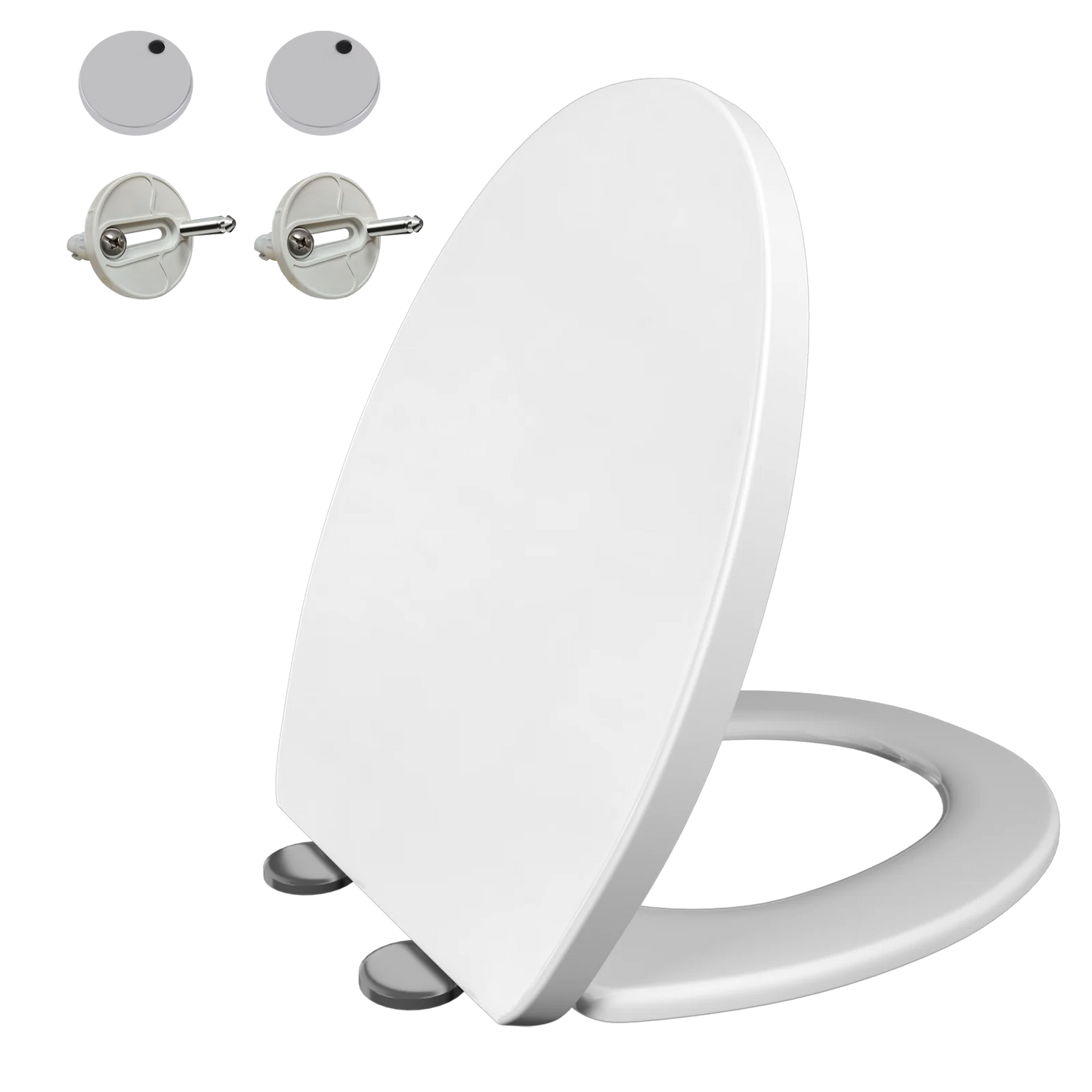 Soft Close Toilet Seat with Quick Release, Heavy Duty PP Anti-Bacterial Toilet Seats White with Adjustable Hinges,O Shape Toilet