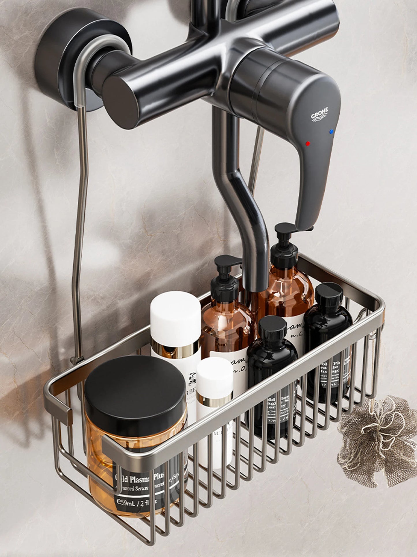 Convenient Toilet Shower Rack with No Drilling Installation Bathroom Storage Basket for Shower Room and Bath Products