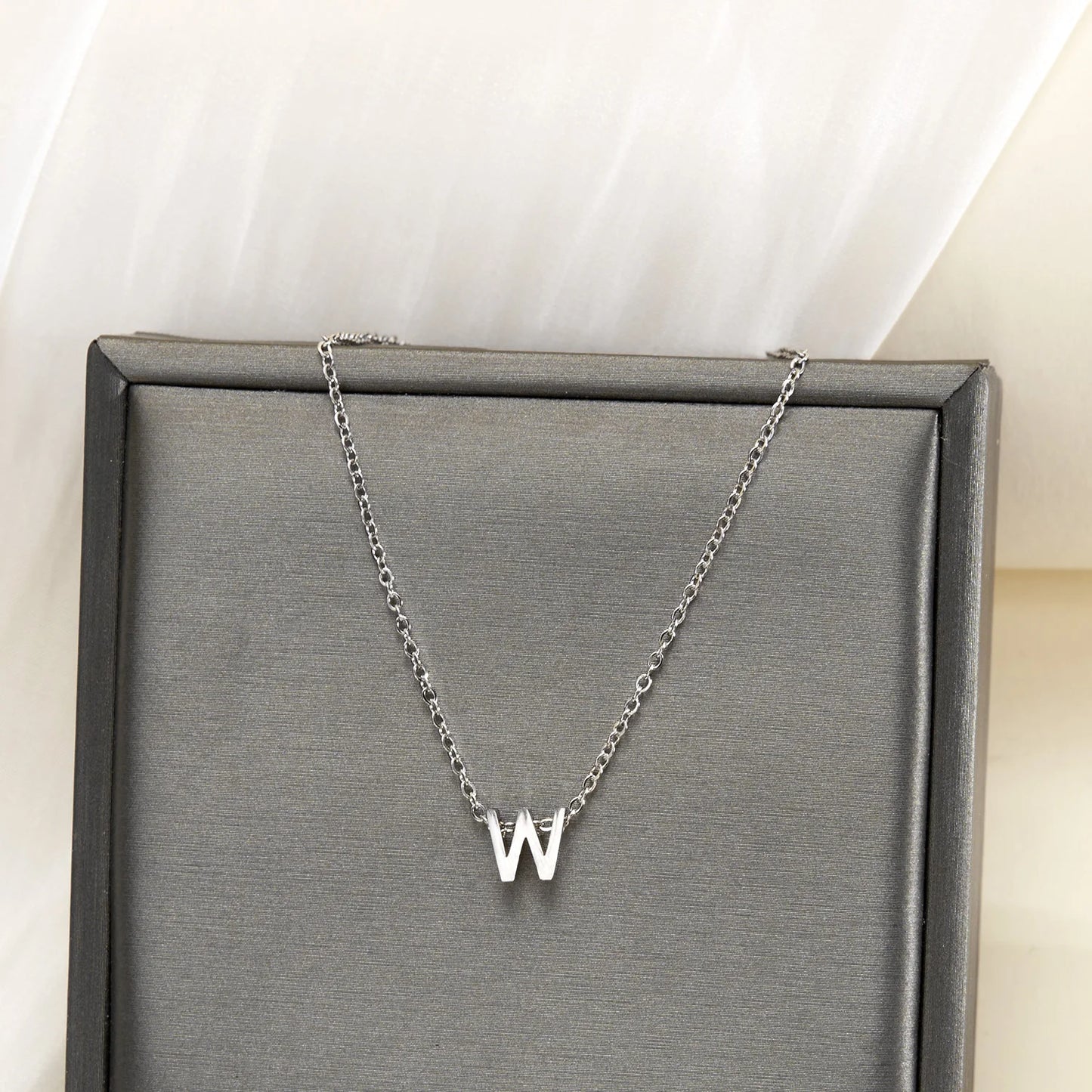 Silver Color Tiny A-Z Initial Letter Necklace for Women Stainless Steel 26 Alphabet Name Pendant Necklaces Jewelry Birthday Gift