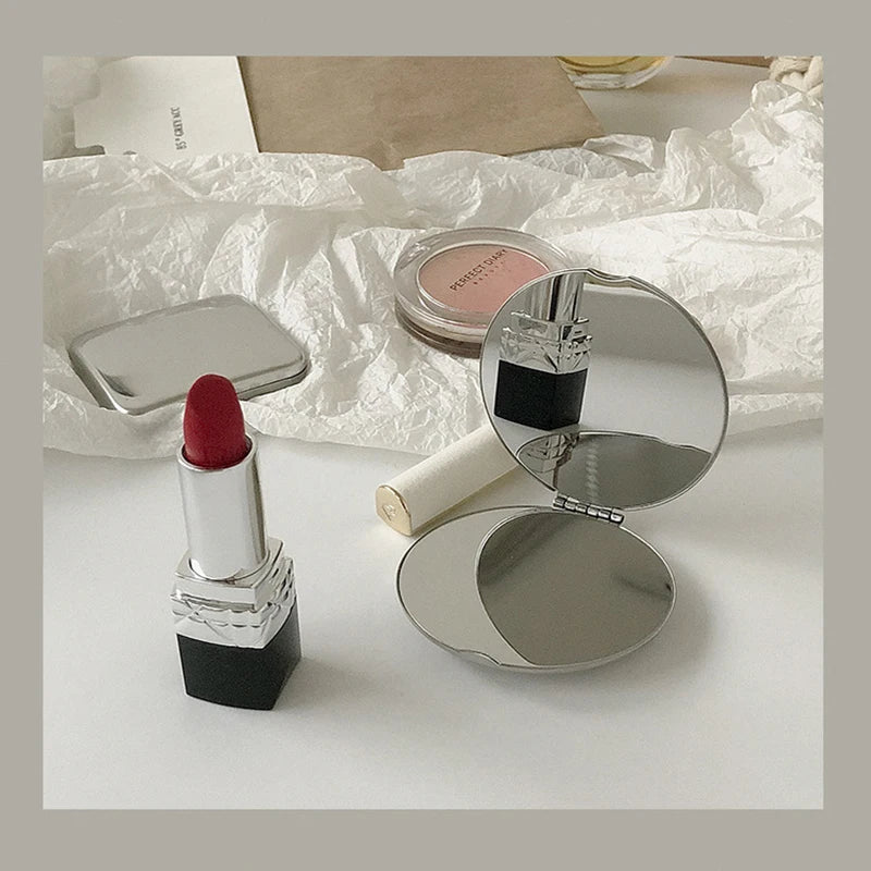 1pc Portable Women Stainless Steel Makeup Hand Pocket Mirror