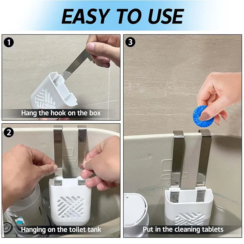 Toilet Tank Cleaning Tablet Holder Hanging Toilet Bowl Cleaner Buffer Box Toilet Tank Bleach Tablet Bracket Bathroom Organizer