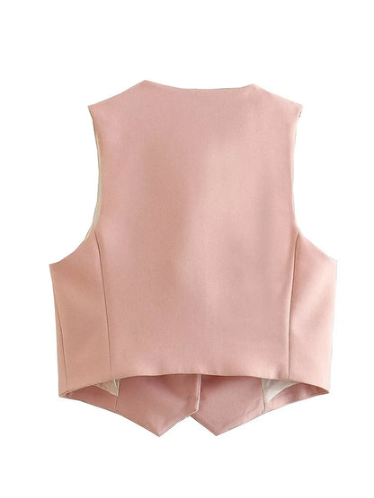 2 Piece Set Pink Tank Tops & Straight Leg Pants