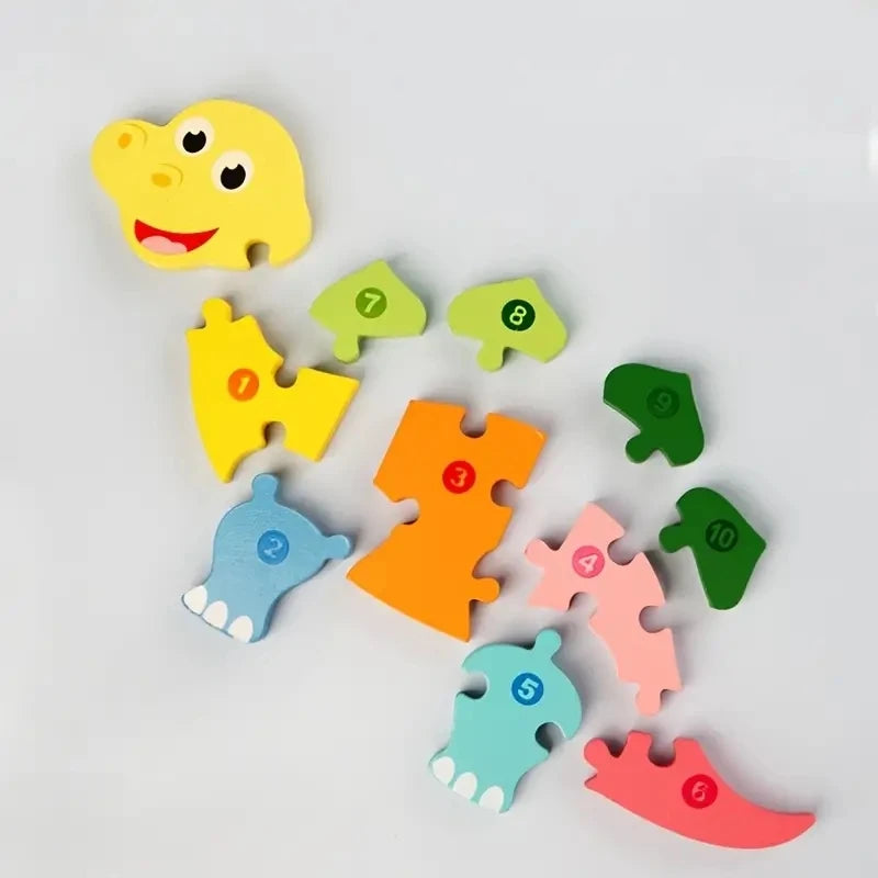 Wooden Puzzles for Kids,  Number Puzzle,  Dinosaur Puzzles and Animal ,Traffic,Characte Jigsaw Toys for Boy Girl Ideal Gift, 1-6
