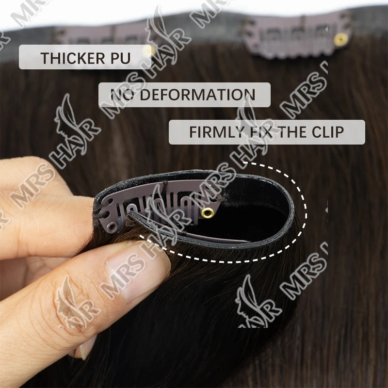 Invisible Thick PU Clip In Human Hair Extensions Seamless PU Weft Tape Clip on Hair For Thick Raw Hair 7PCS 12-24inch 100G-120G