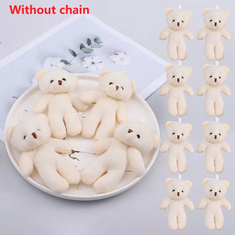 10pcs/Pack 12CM Couple Bear Flower Bouquet Dolls Mini Foam Teddy Bears Plush DIY Valentines Flower Gifts Packaging Accessor part