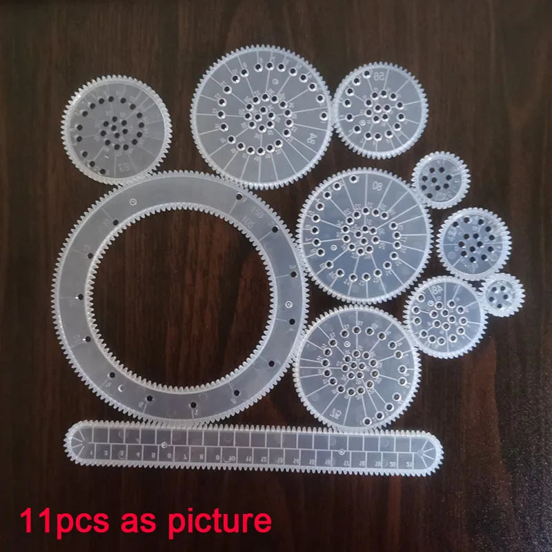 Funny Spirograph Drawing Toys Set Interlocking Gears & Wheels Geometric Ruler Drawing Accessories Creative Educational Kids Toy