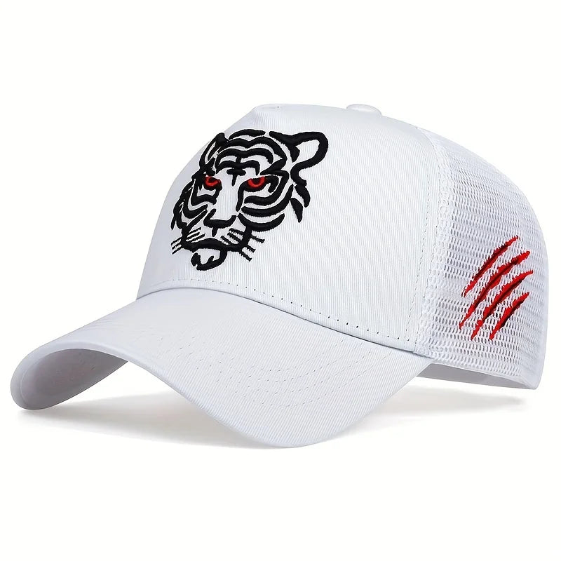 1piece Unisex Tiger Head Embroidery Baseball Caps Spring and Autumn Outdoor Adjustable Casual Hats Sunscreen Hat ﻿