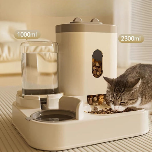 2-in-1 Gravity Pet Feeder and Water Dispenser, Small Dog Cat Food and Water Dispenser, Pet Feeder Water Bowl