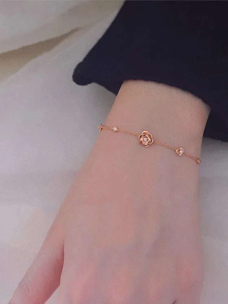 White Zirconia Rose Bracelet
