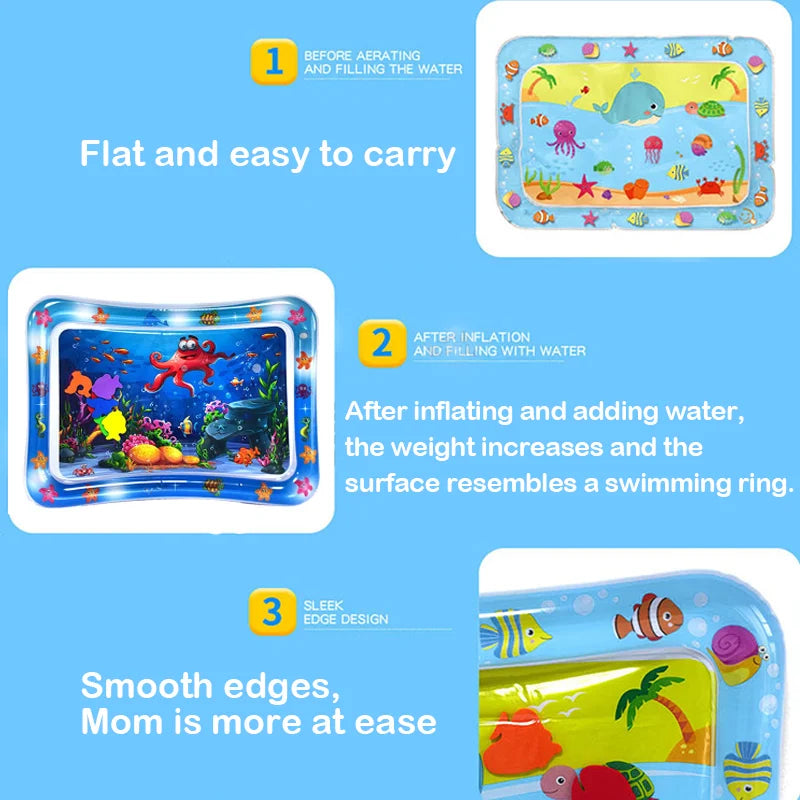 65cm Square Shape Inflatable Baby Water Play Mat Infant Kid Tummy Time Water Pad Cushion Early Educate Develop Activity Toy