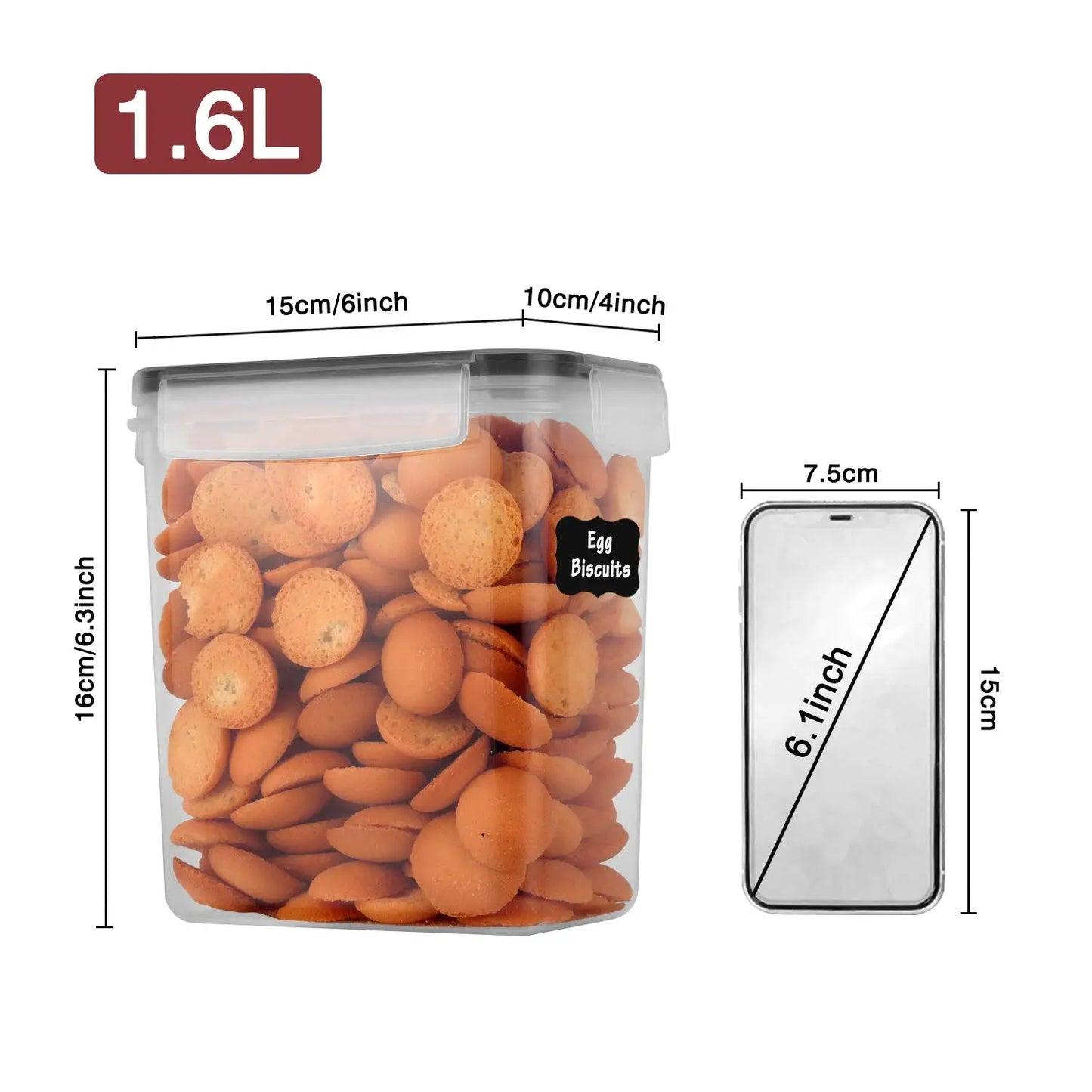 Food Storage Containers Kitchen Organiser and Storage Container with Lids Refrigerator Noodle Box Tank Sealed Cans 5Pcs Set