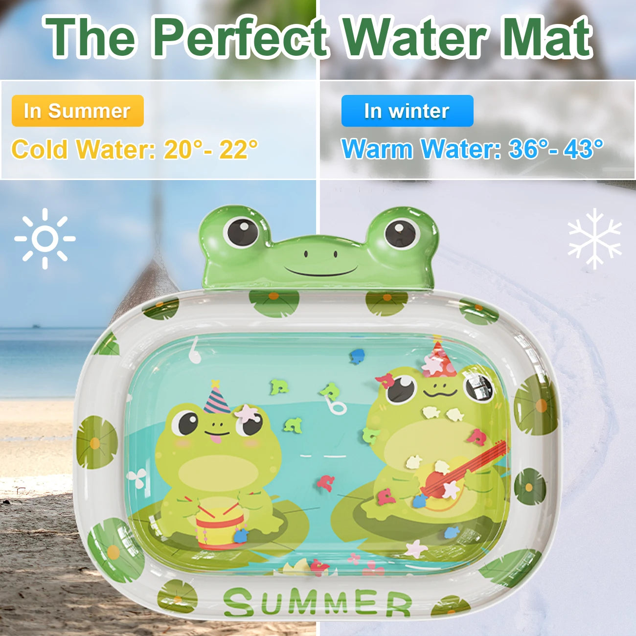 1 Pc Water Play Mat, PVC Inflatable Tummy Time Mat, Water Pad, Early Learning Development Activity Mat