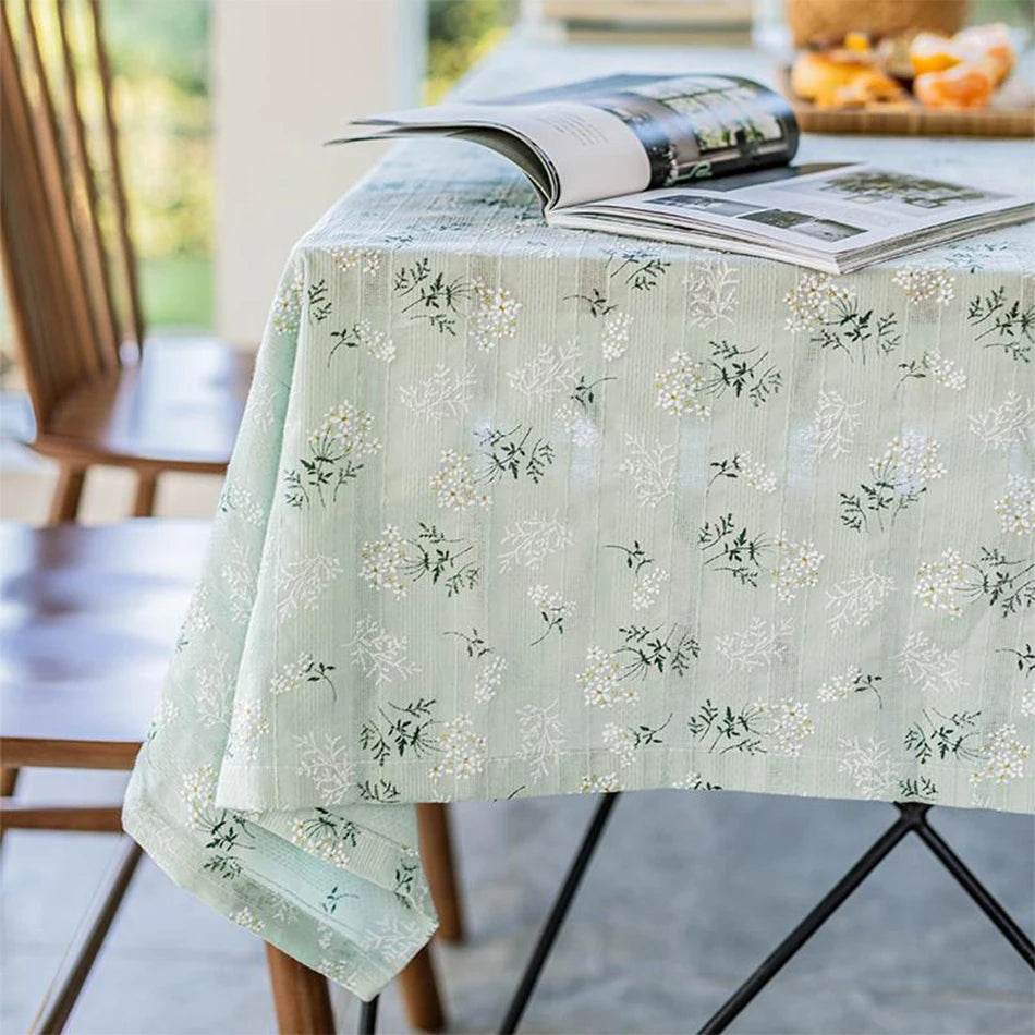Korean Style Daisy Tassels Cotton Floral Table Cloth