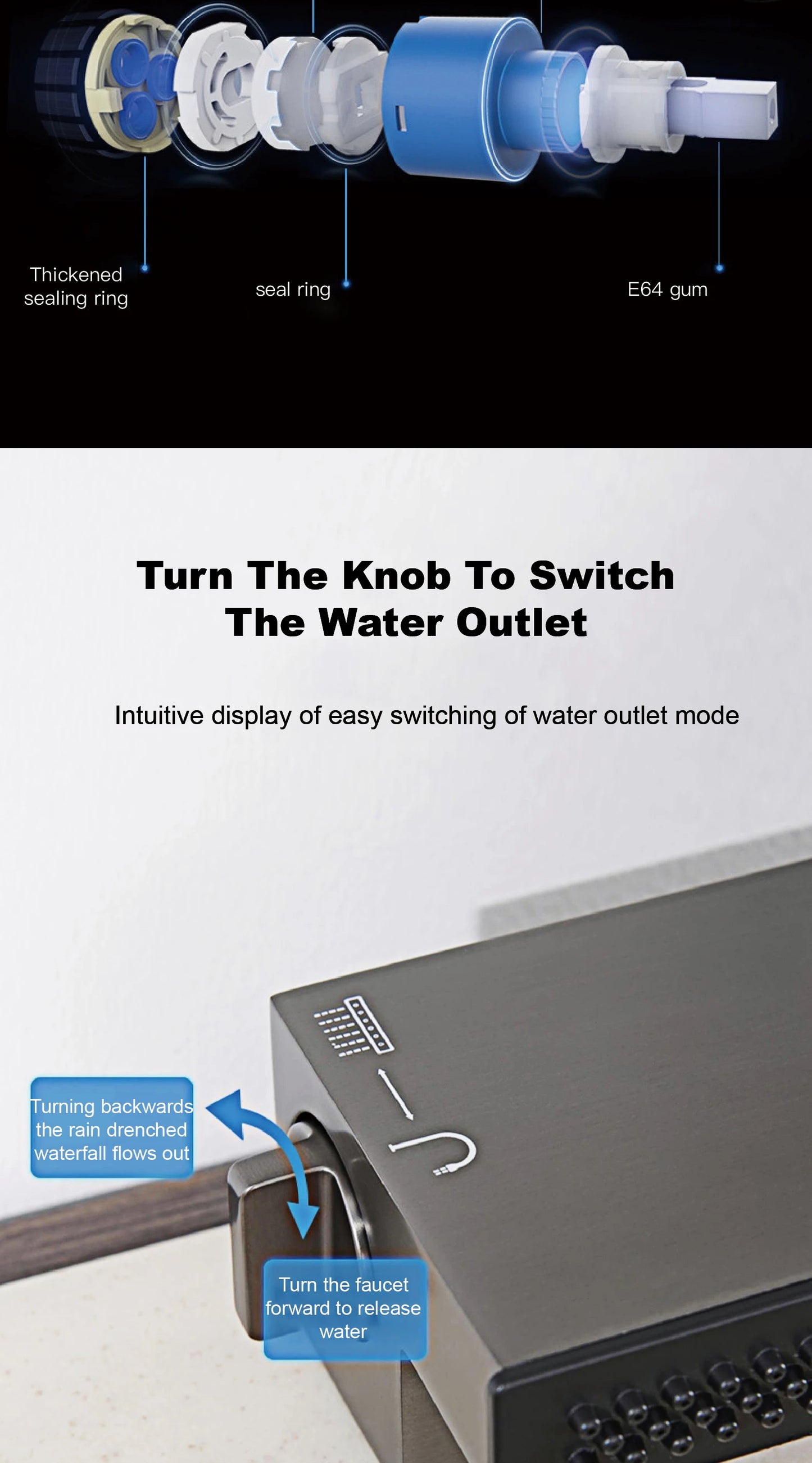Gun Gray Brass Kitchen Sink Faucet Pull Out Sprayer Hot Cold Mixer Tap LED Digital Display Multifunction 360°Swivel Luxury Crane