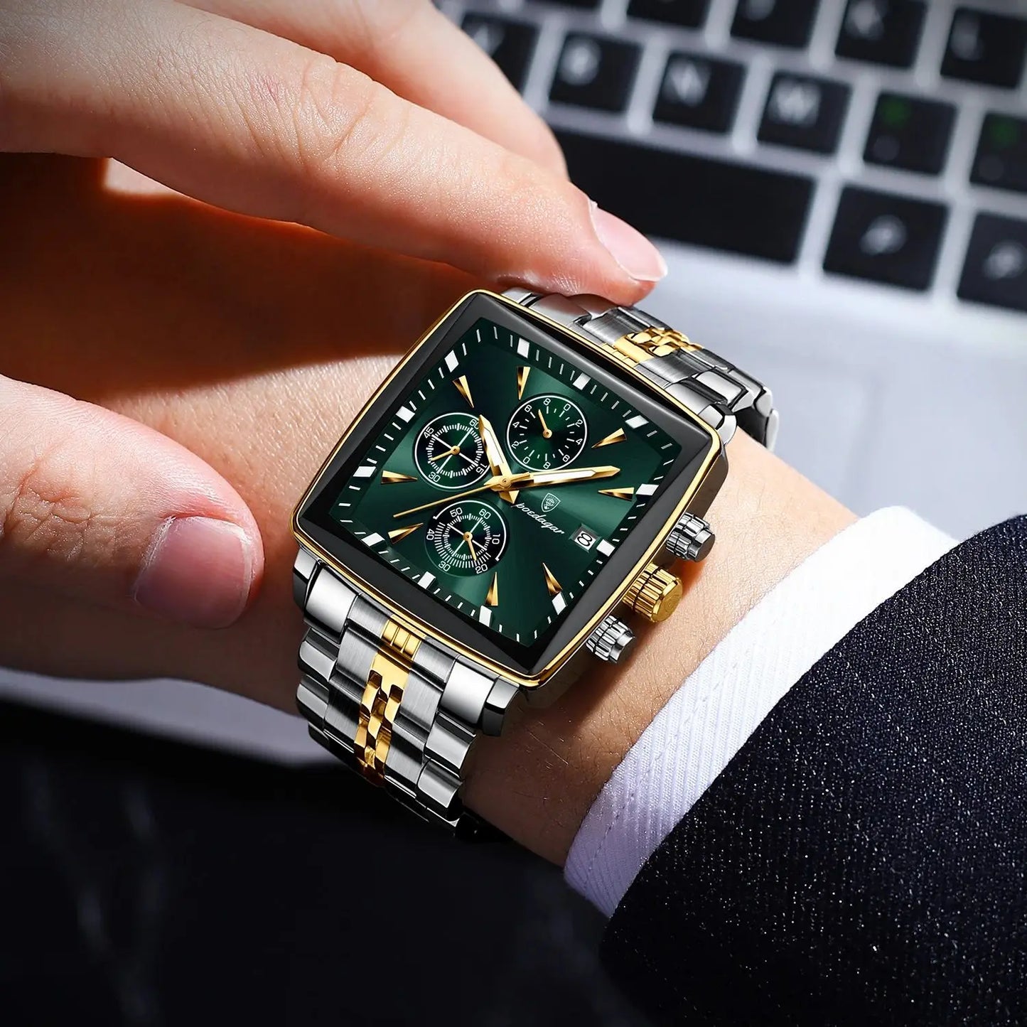 POEDAGAR Top Luxury Male Wristwatch Waterproof Luminous Stainless Steel Men Watch Chronograph Date Business Quartz Men's Watches