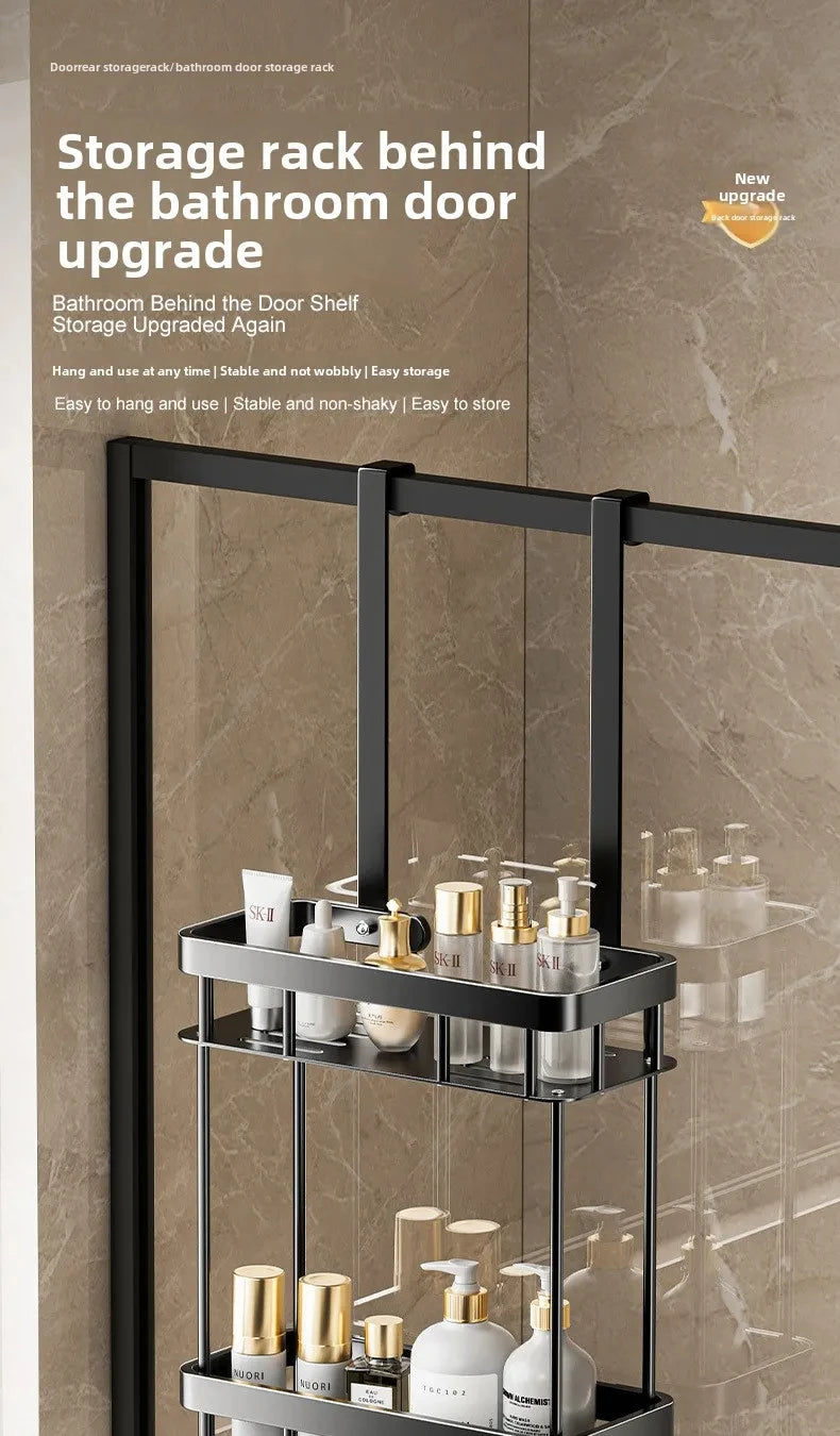 1/2/3 Tiers Bathroom Punch Free Wall-mounted Storage Rack Shower Room Over The Door Toiletries Organizer Bathroom Hanging Shelf