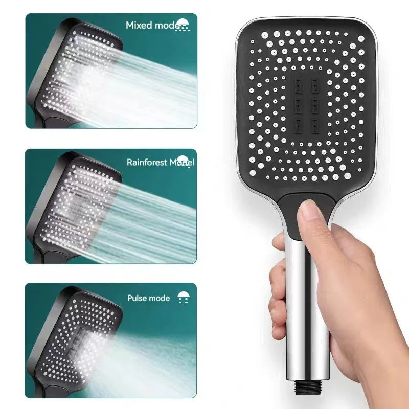1.5/2/3M Stainless Steel Shower Hose Black/Silver Long Bathroom Shower Water Hose Extension Plumbing Pipe Showerhead Tube