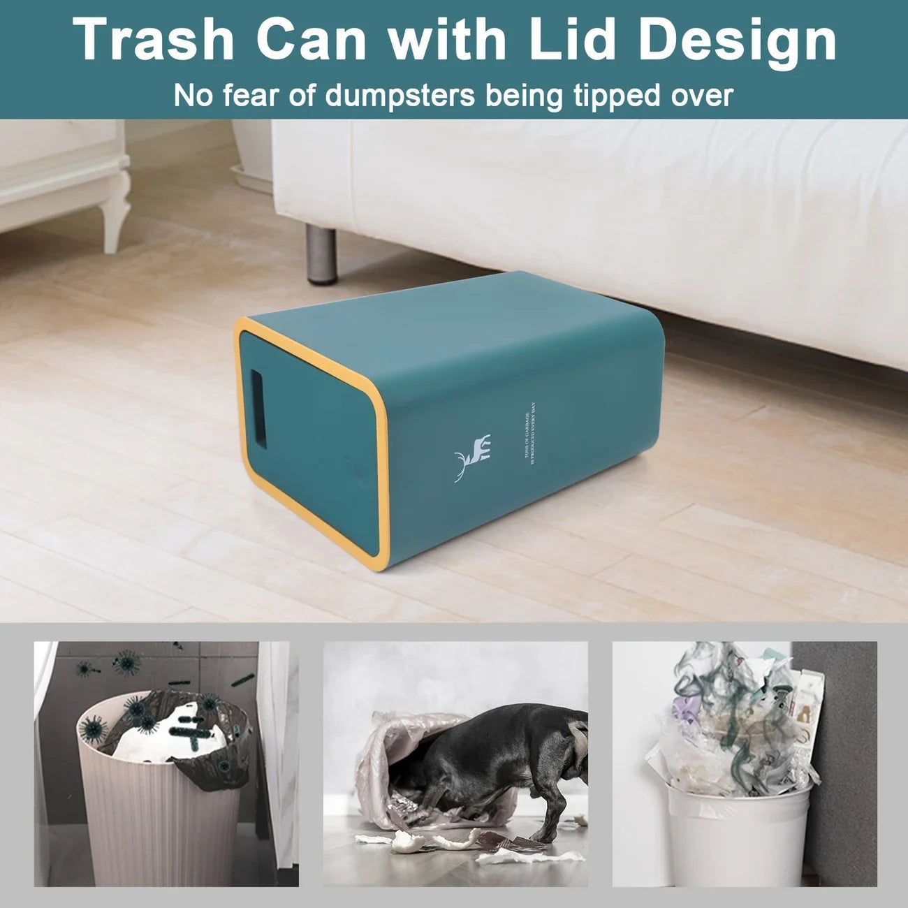 1pc Bathroom Trash Can 15L Garbage Can with Press Top Lid for Kitchen, Bedroom, Living Room Plastic Wastebasket with Pop-up Lid