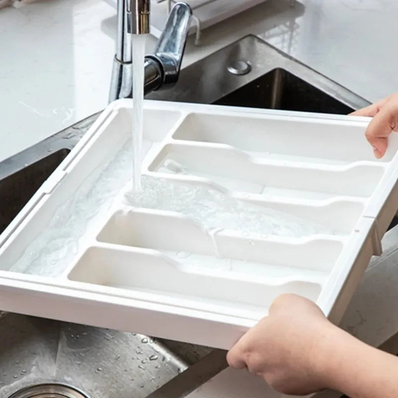 Expandable Cutlery Drawer Organiser, Adjustable Kitchen Utensil Tray Set, Compartment Flatware Storage Divider