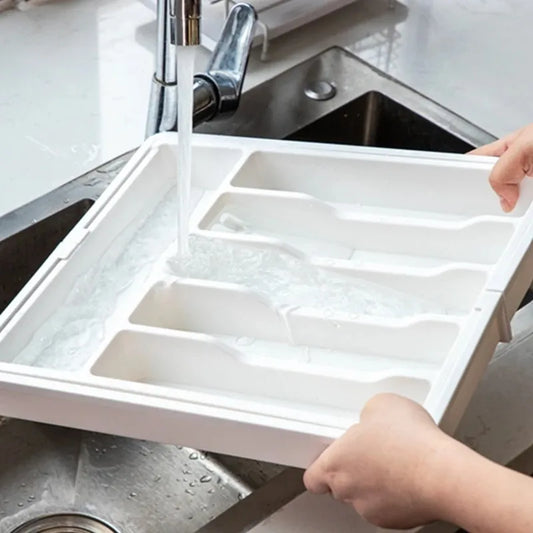 Expandable Cutlery Drawer Organiser, Adjustable Kitchen Utensil Tray Set, Compartment Flatware Storage Divider