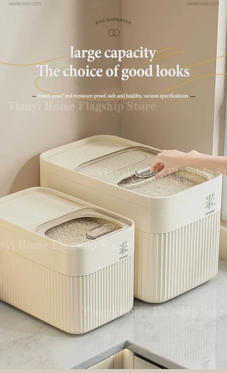 5/10/15KG Rice Storage Box Home with Lid Insect Proof Moisture Proof Rice Box Sealed Jar Kitchen Container Storing Dry Grain