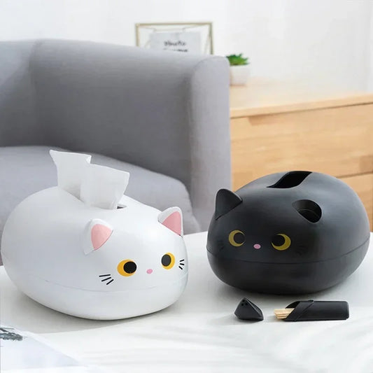 Kawaii Cat Tissue Box Living room Napkin Storage Box Kitchen Paper Container
