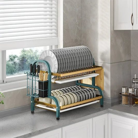Voltsify 2-Tier Carbon Steel Dish Rack for Kitchen Home Storage Organisation