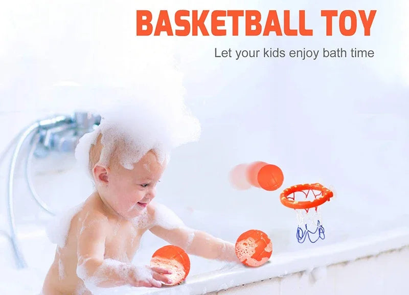 Baby Kids Mini Basketball Bathtub Water Play Set with 3 Balls Funny Shower Bath Fun Toys for Toddlers Educational and Safe