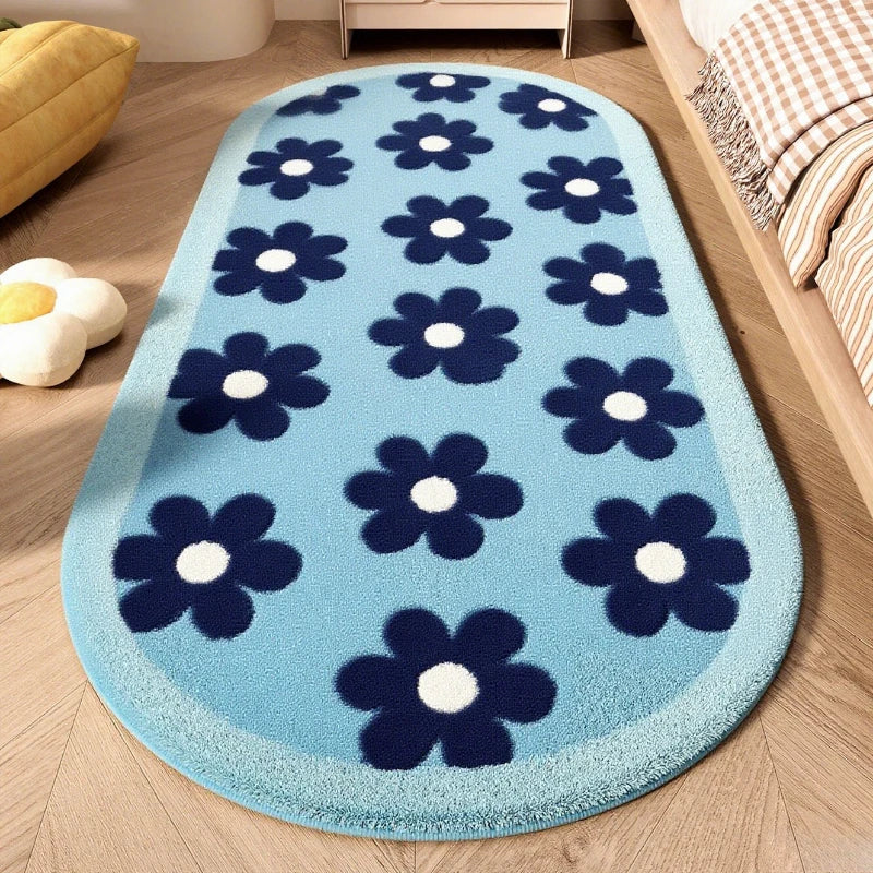 Flower Pattern Carpets for Living Room Thicken Plush Bedroom Decor Pink Carpet Fluffy Soft Bedside Floor Mat Washable Lounge Rug