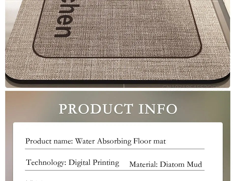 Kitchen Rug Super Absorbent Kitchen Mat for Floor Non-slip Rugs Bathroom Mat Washable Kitchen Carpet