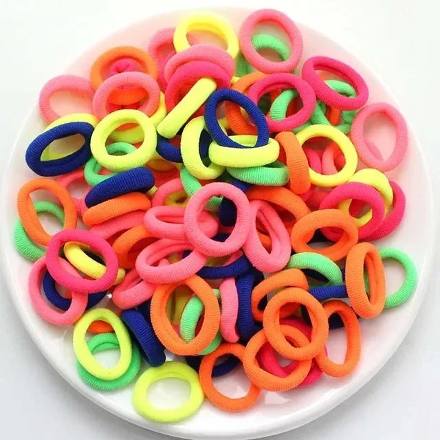 200Pc Colorful Nylon Elastic Hair Bands
