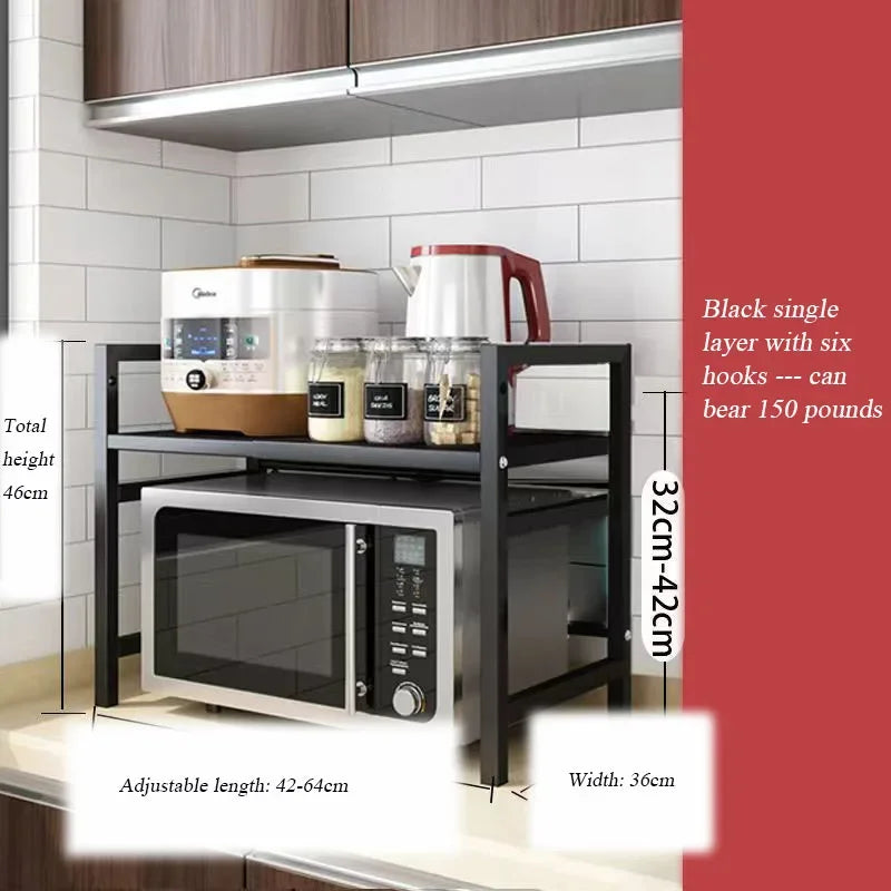 Retractable Multi-Functional Kitchen Rack Table Microwave Stove Rack Stove Cabinet Storage Rack Rice Cooker Storage Rack
