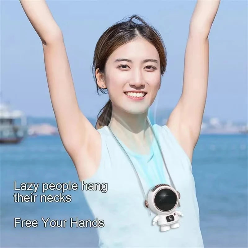 USB Portable Astronaut Hanging Mini Bladeless Cooling Fans Neck Fan