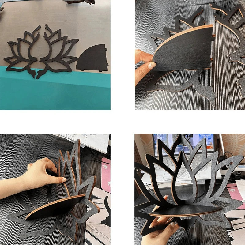 Wooden Lotus Hollow Essential Oil Candle Holder