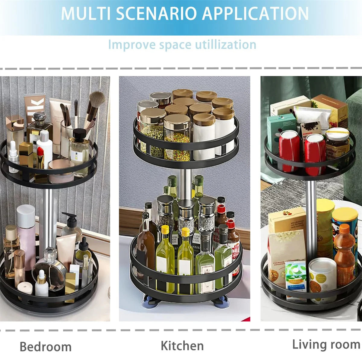 Rotatable Kitchen Storage Rack kitchen Accessories Spice Storage Rack Clean Storage 360 Degrees Rotatable Organiser Turntable