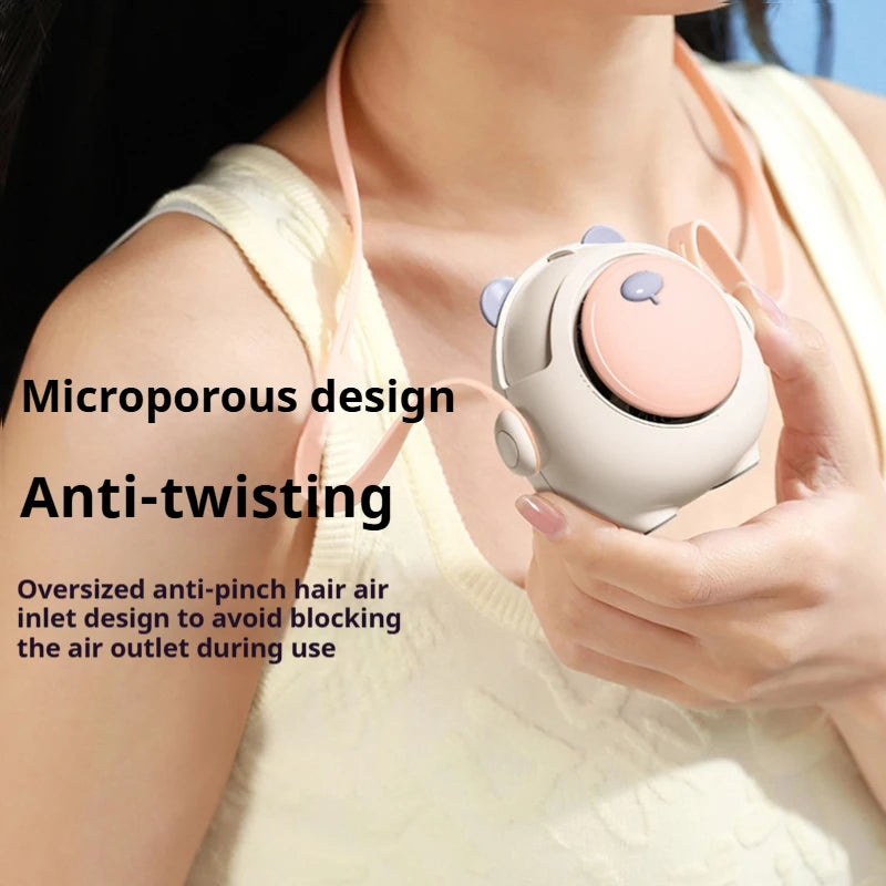 Portable Hanging Bladeless Electric Fan 3 Wind Speed Mini Handheld Fan