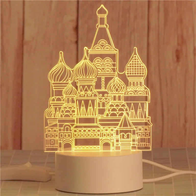 USB Operated 3D Acrylic LED Night Light Festival Birthday Kids Gifts Bedroom Bedside Decor Night Lamp Home Novelty Lighting