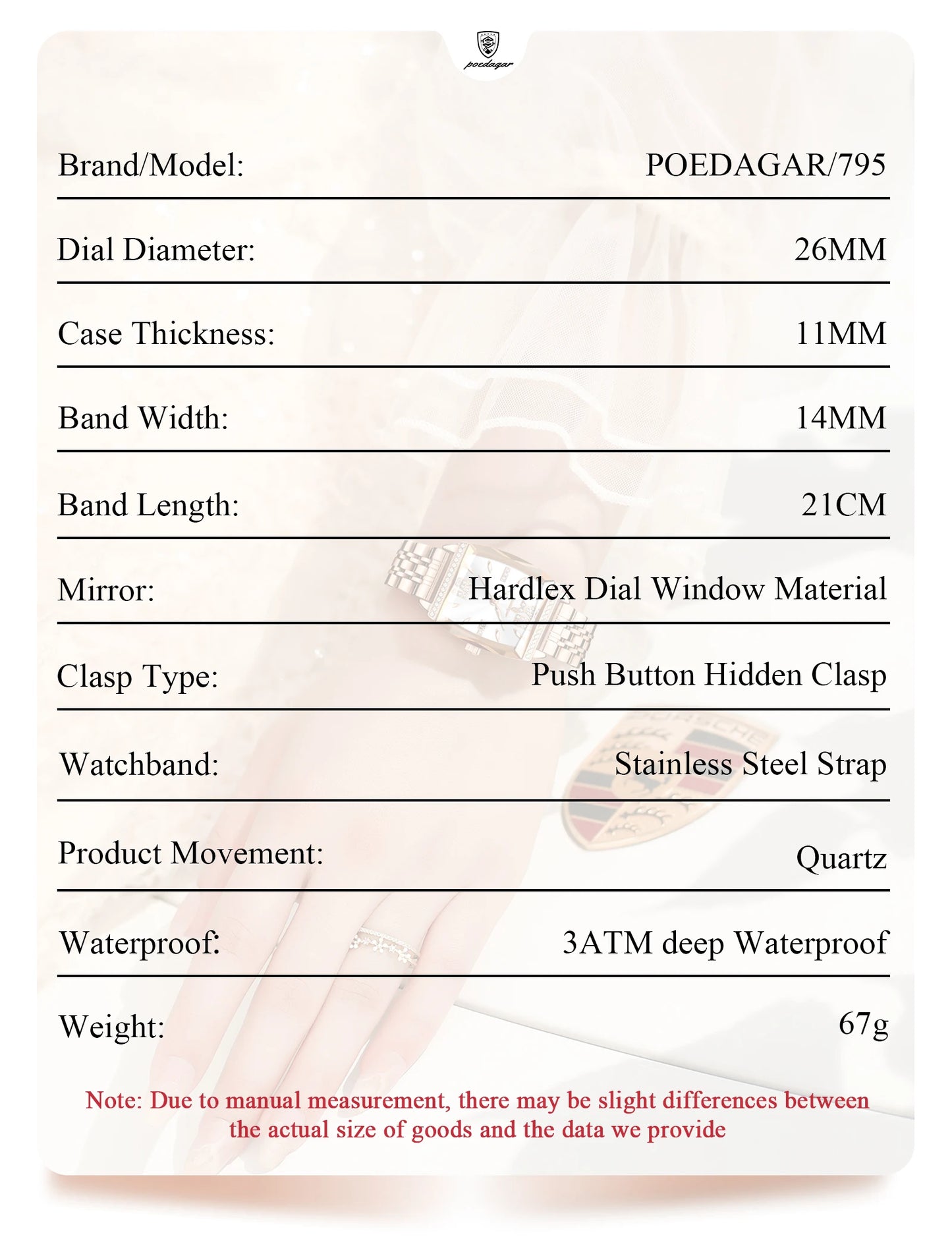POEDAGAR Top Exquisite Woman Watches High Quality Date Fashion Waterproof Ladies Watch Stainless Steel Women's Quartz Wristwatch