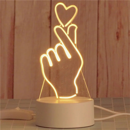 USB Operated 3D Acrylic LED Night Light Festival Birthday Kids Gifts Bedroom Bedside Decor Night Lamp Home Novelty Lighting