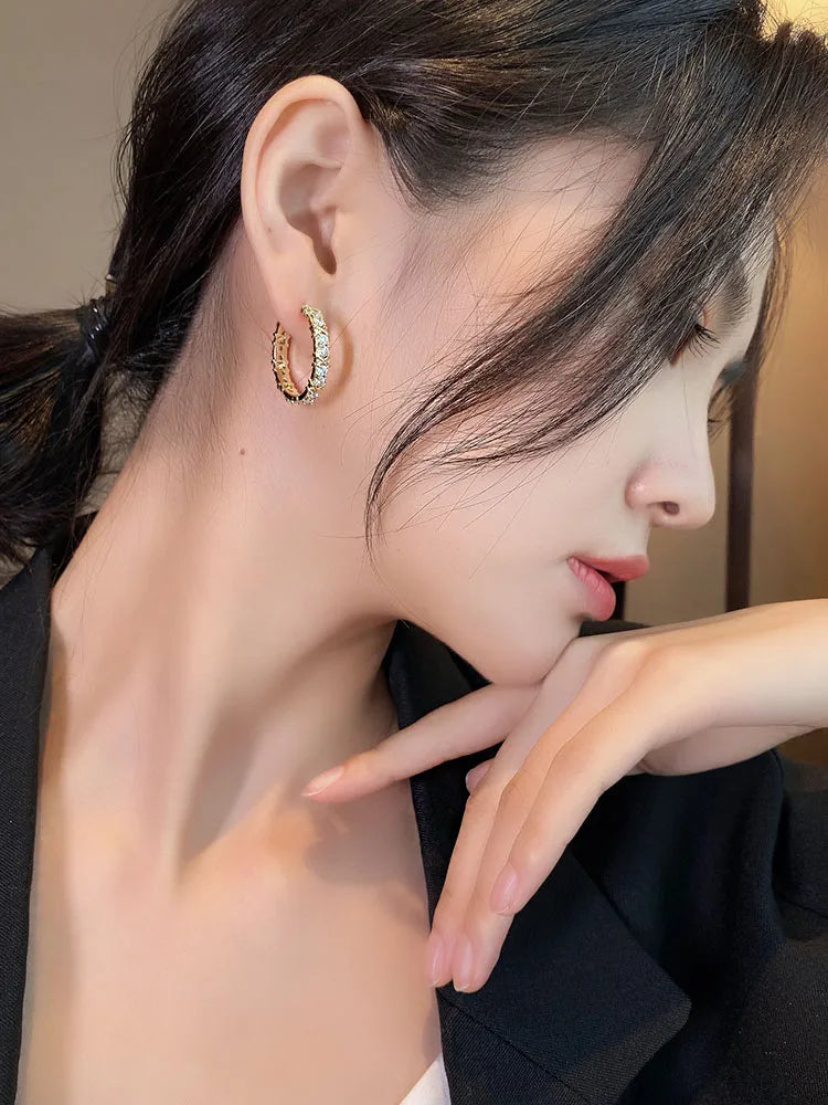 Zircon X Metal Hoop Earrings Jewellery Set