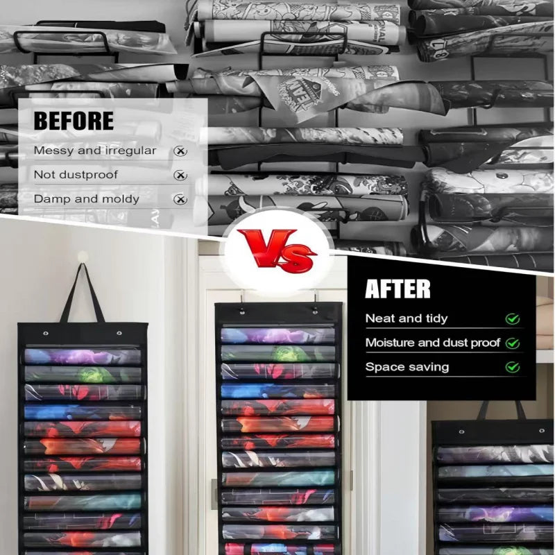 Playmat Holder - Portable Organiser Rack for TCG/RPG Mat, Compact Storage Solution for MTG & Collectible Game Mats with 2 Hooks