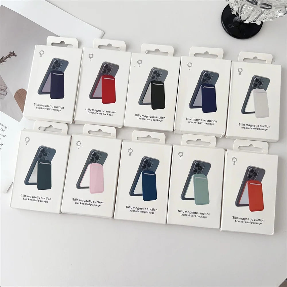 Luxury Magnetic Card Holder For iPhone 16 15 14 13 12 Pro Max Flip Make-up Mirror Silicone Bank ID Card Wallet Case