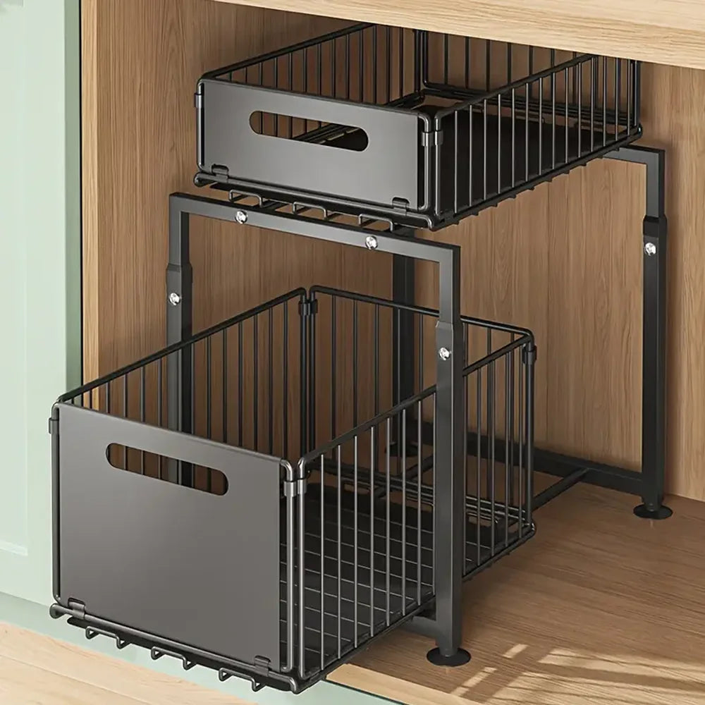Kitchen Shelves Slide-out storage rack,Cabinet pull-out storage basket, Punch-free storage rack with suction cups,Spice rack