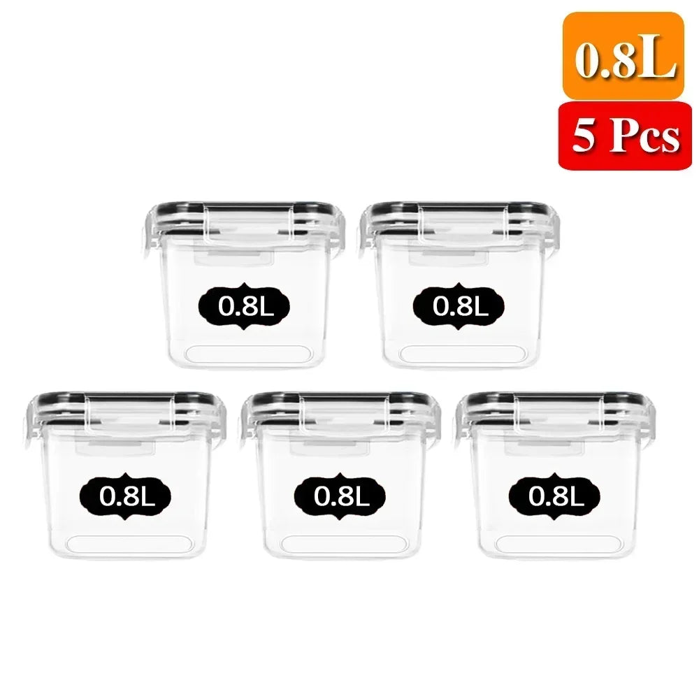 Food Storage Containers Kitchen Organiser and Storage Container with Lids Refrigerator Noodle Box Tank Sealed Cans 5Pcs Set