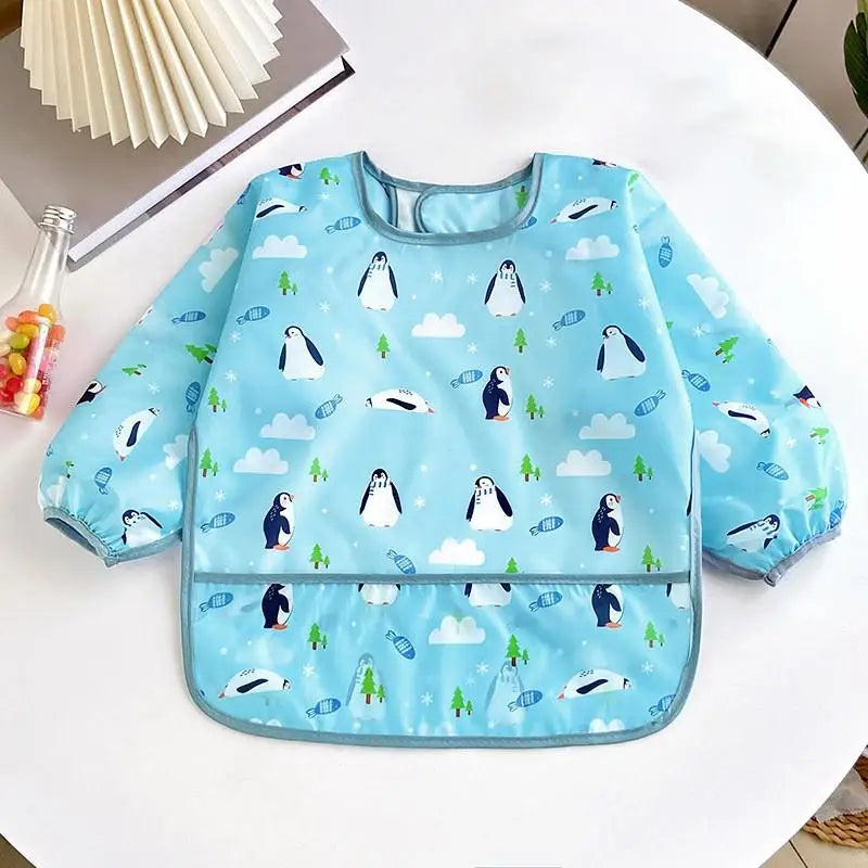 Cute Colourful Cartoon Baby Long Sleeve Bibs