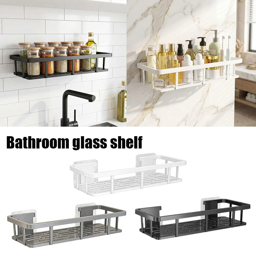 Bathroom Storage Rack No-Drill Wall Mounted Shampoo Makeup Storage Holder ShowerOrganizer Rack Bathroom Shelves Accessories